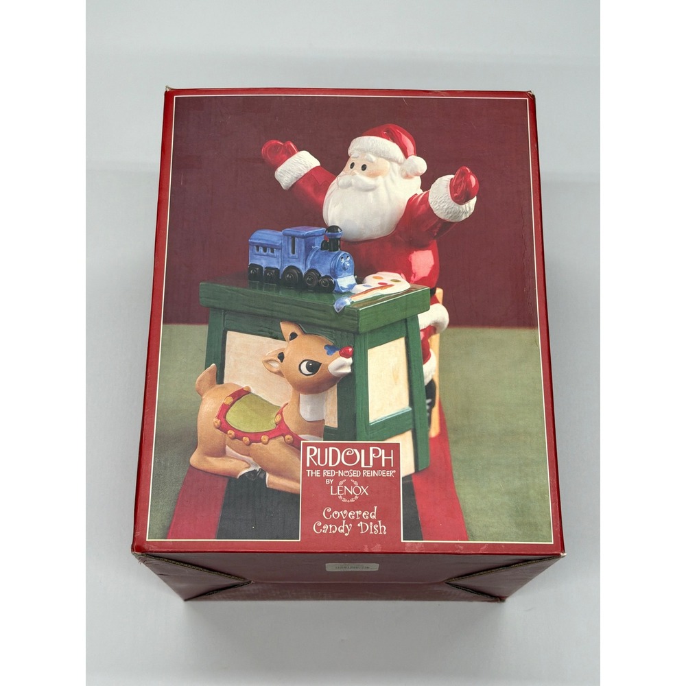 Lenox Rudolph The Red Nosed Reindeer Covered Candy Dish Christmas Holiday Jar